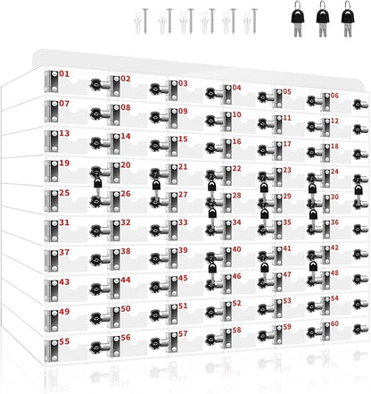 60 Slots Cell Phone Locker Box for Classroom Clear Acrylic Cell Phone Storage Cabinet with Door Locks and Keys for Classroom School Students Office Factory Employees