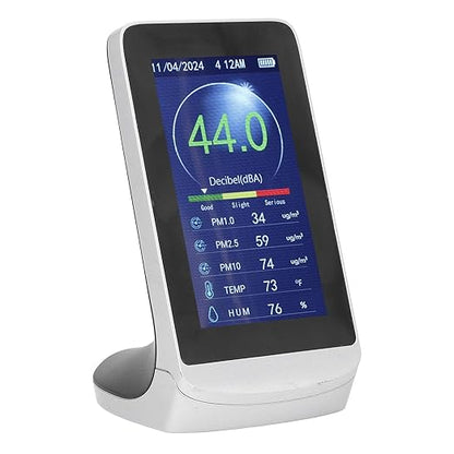 Pissente Decibel Meter Wall Hanging LCD Sound Level Reader 30130db Noise Time Temp Humidity PM 2.5 1.0 10 Teter for Home
