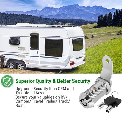 10 Pack Cabinet Lock with Keys, 1-1/8” RV Storage Locks Keyed Alike, RV Locks for Storage Door, Camper Cabinet Door Toolbox Lock RV Cam Locks with Manual