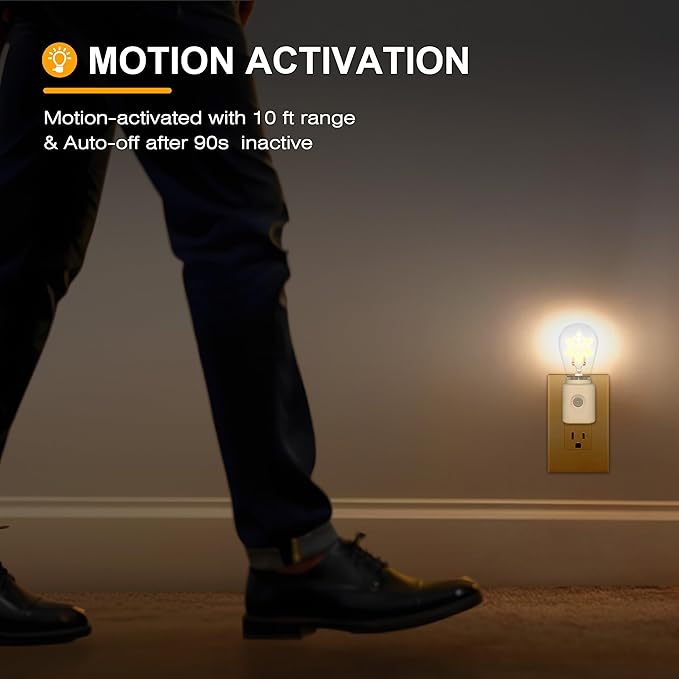 LED Night Light Plug in, Motion Sensor Night Light for Kids, Amber Nightlight, Motion Activated Night Lights for Bathroom, Hallway, Holiday Christmas Decoration, 1-Pack