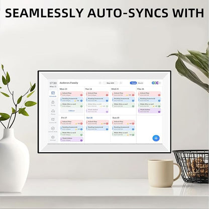 ASHATA 10.1 Inch Smart Digital Calendar, Touchscreen Family Planner with Chore Chart Meal Planner Auto Sync for Outlook, for iCloud, for Home Office Wall Mountable (US)