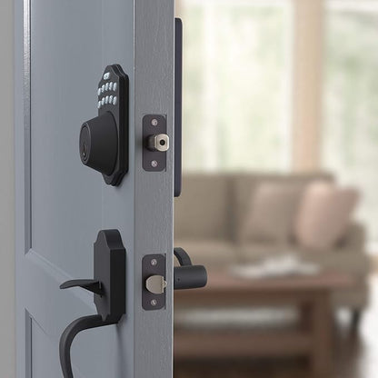 Amazon Basics Keyless Entry Door Lock Deadbolt - Traditional Electronic Keypad (Pack of 6) Matte Black with Key Option