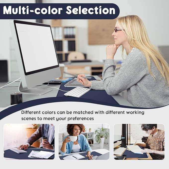 Konohan Heated Large Desk Mat PU Leather Warm Mouse Pad with 5 Heating Level & 4 Hour Auto Shut-Off Heating Keyboard Pad Warmer Gaming Mice Mat Only Supports 110v(Dark Blue Color,31.5" X 13")