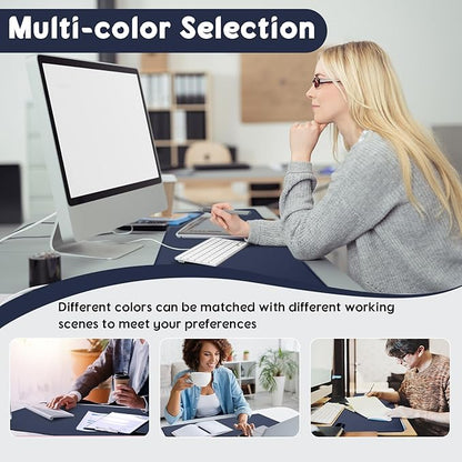Konohan Heated Large Desk Mat PU Leather Warm Mouse Pad with 5 Heating Level & 4 Hour Auto Shut-Off Heating Keyboard Pad Warmer Gaming Mice Mat Only Supports 110v(Dark Blue Color,31.5" X 13")