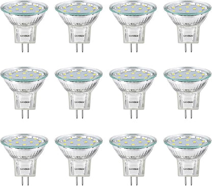 3W MR11 LED Landscape Light Bulbs, Low Voltage 12V 20W Halogen Replacement for Outdoor Landscape Spotlight and Track Light, GU4 Bi-Pin Base, Daylight White 4000K, Non-Dimmable, (Pack of 12)