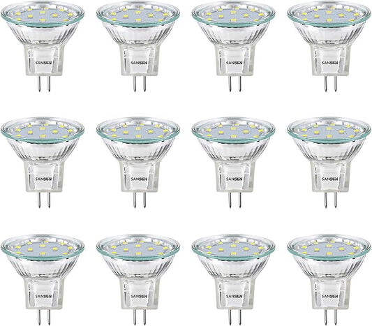 3W MR11 LED Landscape Light Bulbs, Low Voltage 12V 20W Halogen Replacement for Outdoor Landscape Spotlight and Track Light, GU4 Bi-Pin Base, Daylight White 4000K, Non-Dimmable, (Pack of 12)