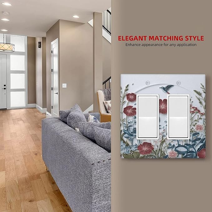 Wildflowers Flowers Floral Plants 2 Gang Double Rocker Wall Plate Cover Decorative Light Switch Covers Electrical Faceplate Switch Plates for Bathroom Kitchen Home