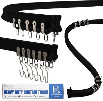 Aluminum Flexible Ceiling Curtain Track – 3ft-6.6ft / 2m Bendable Wall/Ceiling Mount Rail, Smooth Glide System for Bay Windows, RVs, Room Dividers, Showers – Easy Install & Custom Fit