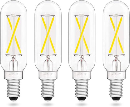 2W T6 Dimmable LED Tube Light Bulb, E12 Small Candelabra Base, 25-Watt Equivalent Tubular LED Filament Bulbs for Hallway Porch Foyer Bedroom Cabinet, 200 lm Clear, Bright White 5000K, 4pcs