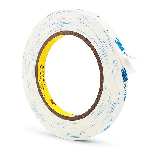 3M 1600T Double Sided Tape, PE Foam Tape 0.5" x 18 Ft White Removable Strong Adhesive No Residue for RV Picture Hanging, Posters Frames Wall Decor Indoor & Outdoor Use