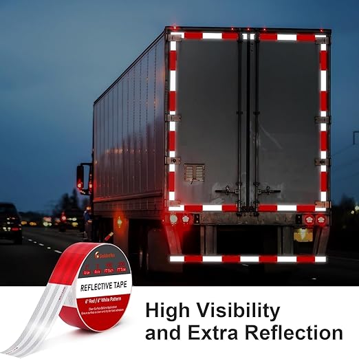 Golden Fox DOT-C2 Reflective Tape, 2 Inch x 200 Feet, Outdoor Waterproof with Strong Adhesive, Red and White, High Visibility for Trailers, Vehicles, Boats, Signs