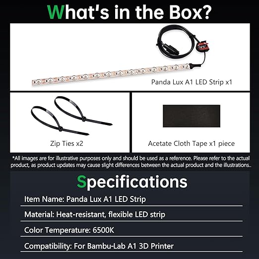 BIQU Panda Lux Compatible with Bambu-Lab A1 LED Light Strip Easy Installation High Brightness Light Bar