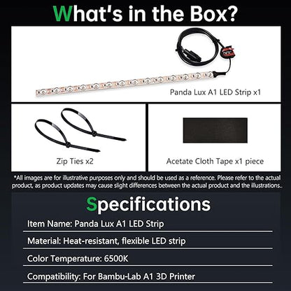 BIQU Panda Lux Compatible with Bambu-Lab A1 LED Light Strip Easy Installation High Brightness Light Bar