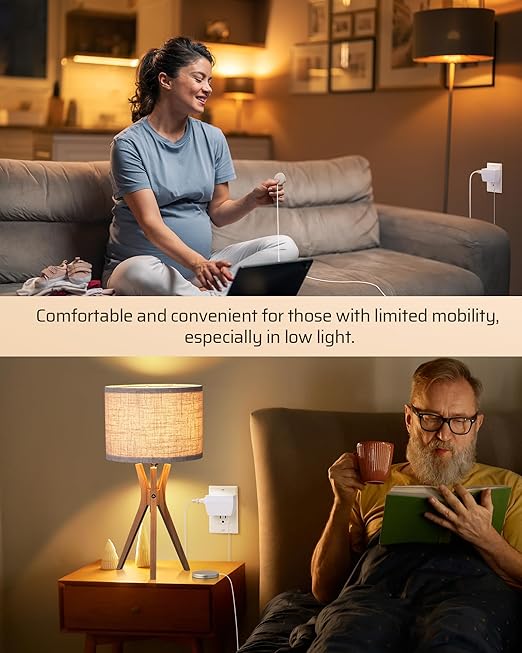 DEWENWILS 2 Pack Touch Dimmer Switch, Plug and Play Lamp Touch Control Pad, Touch Lamp Switch, Dimmable LED/CFL Lights, and Incandescent Bulbs, Dimmer Extension Cord, ETL Listed, White