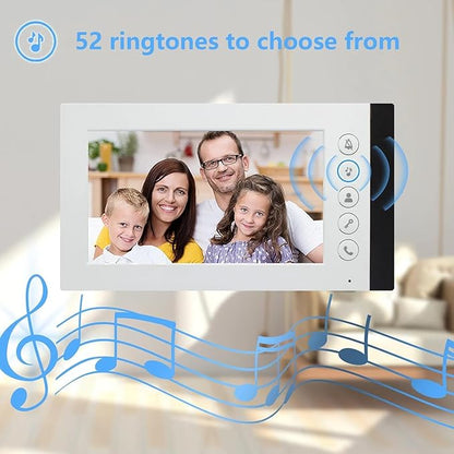 Wired Video Intercom System,7 Inch Ring Video Doorbell with IR Night Vision,HD Camera Kits,IR Outdoor Camera,Dual-Way Intercom for Villa Home Office Apartment (1 Bell +4 Monitor)