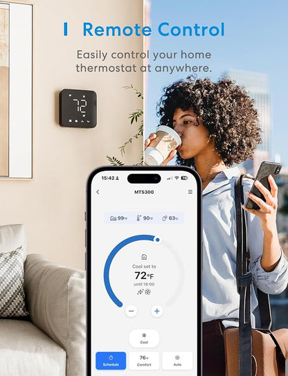 meross Smart Thermostat for Home, WiFi Thermostat Works with Matter, Alexa, Apple Home, Google Assistant, App & Voice Control, 7x24h Scheduling, Energy Saving, C-Wire Required