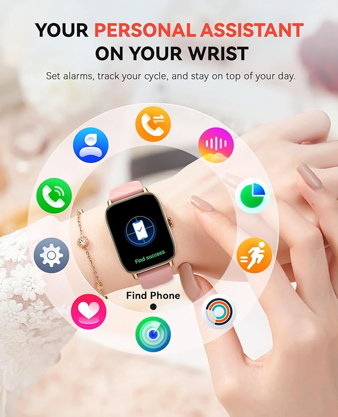 Smart Watches Fitness Tracker for Men Women with Step Counter, Sleep / Calorie Monitor, Pedometer, IP68 Waterproof, 120+ Sports for iPhone Android, 1.91”HD Touchscreen Smartwatch (Casual, Pink, 1.91)