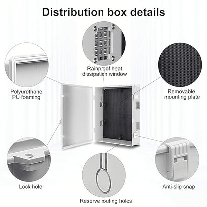 Outdoor Electrical Junction Box, ABS Water Resistant Enclosure with Internal Mounting Panel & Hinged Cover (18.1" H* 12.6" L* 6.3" W)
