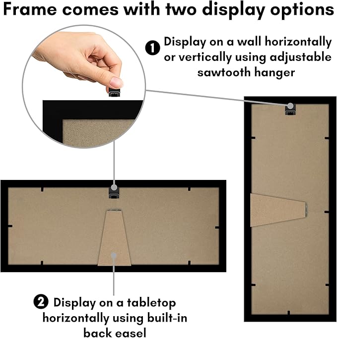 Americanflat 5x14 Picture Frame with Shatter-Resistant Glass - Signature Collection - Gallery-Style Frames Made of Engineered Wood - Photo Frame for Wall Display - Black