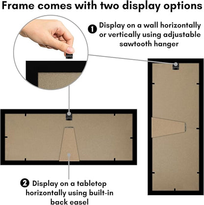 Americanflat 5x14 Picture Frame with Shatter-Resistant Glass - Signature Collection - Gallery-Style Frames Made of Engineered Wood - Photo Frame for Wall Display - Black
