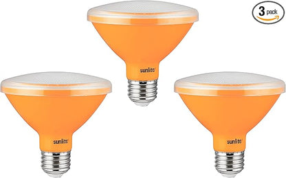 Sunlite 40241 LED PAR30 Short Neck Colored Recessed Light Bulb, 8 Watt (75W Equivalent), Medium (E26) Base, Floodlight, ETL Listed, Amber, 3 Count