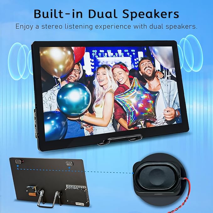 HMTECH 15.6'' Raspberry Pi Screen FHD 1920×1080 IPS Touchscreen Monitor, HDR Plug&Play, Secondary & External Monitor for Raspberry Pi 5/4/3/ Win 11/10/8/7