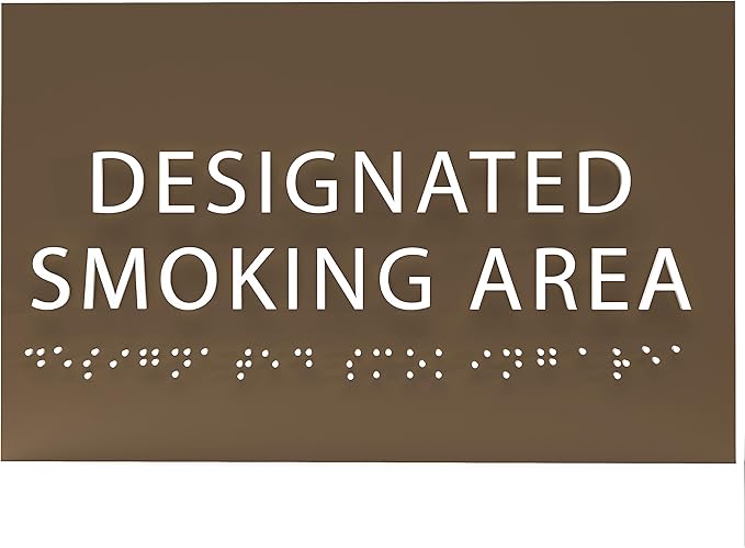 6" X4" Designated Smoking Area Sign - ADA Compliant Tactile Graphics Grade 2 Braille Text | Smoking Permitted Wall Signs for Offices, Private Businesses, Schools, and Restaurants