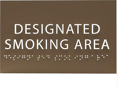 6" X4" Designated Smoking Area Sign - ADA Compliant Tactile Graphics Grade 2 Braille Text | Smoking Permitted Wall Signs for Offices, Private Businesses, Schools, and Restaurants