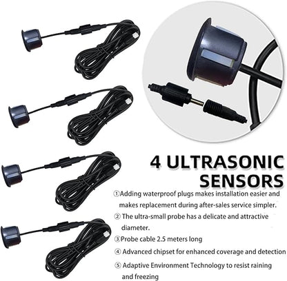 Parking Sensor Kit Backup Sensor Kit Reverse Sensor for Car 18 Color Options for Probes Adjustable Alarm Volume Professional Sensore de Reversa para Carro Safe Driving Assistant（Matte Black）