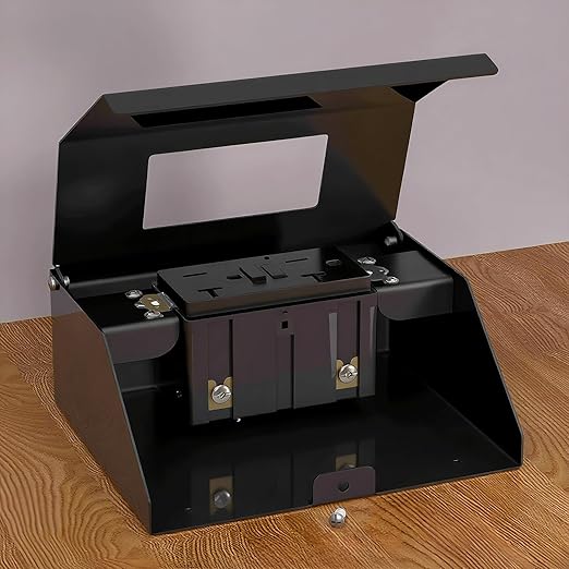 Under Cabinet GFCI Safety Outlet, 20 AMP, Self-Testing, Wall Distribution Box (Black)