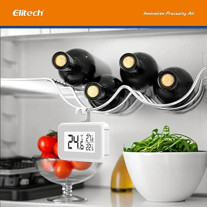 Elitech 4Pack Fridge Thermometer Digital Freeze Refrigerator Thermometer Waterproof Large LCD Display Max/Min Record Function TM-2T