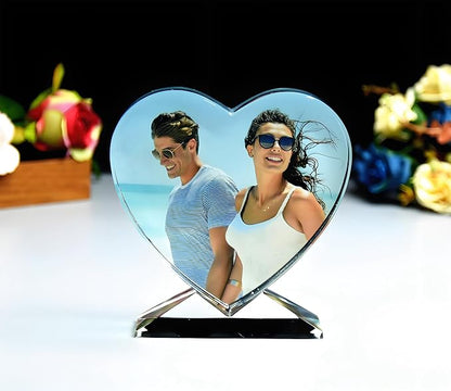 Crystal Custom Color Picture - Personalized Heart Shape Crystal Photo Frames, Birthday, Anniversaries, Wedding Gifts, Gifts for Girlfriend, Mother, Couples, Husband, Wife, Women, Her, Parents