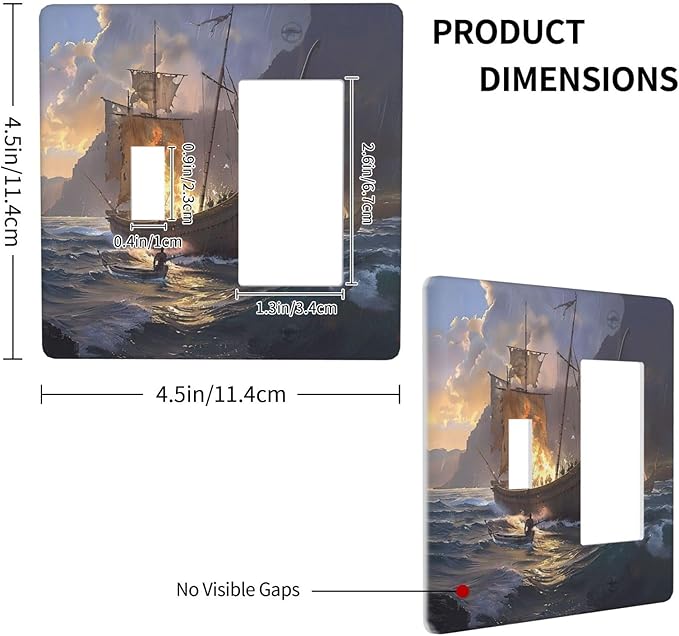 Outlet Covers Medieval Vintage Sailing Adventure Sailings Ocean Waves 1 Toggle 1 Rocker Combo Light Switch Cover Plate Decorative Switch Plate Covers Electrical Wall Plate for Bedroom Cabin Decor