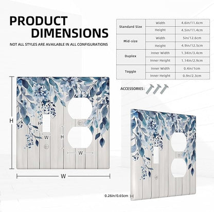 Eucalyptus Rustic Watercolor Plant Wallplates 1 Toggle 1 Duplex Switch Plate Electrical Gfci Faceplate Decorative Light Switch Covers For Farmhouse Home Decor