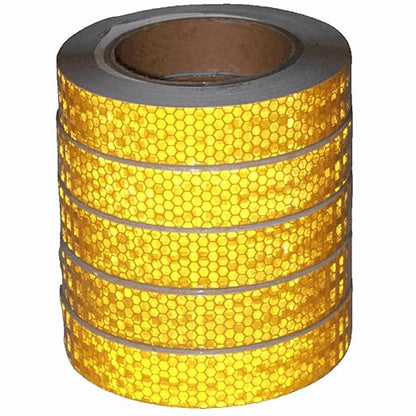 Yellow Reflective Tape 1 inch Wide, Outdoor Waterproof High Visibility Warning Industrial Marking Tape, Safety Stickers (68 feet,5 Rolls)