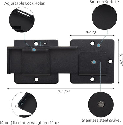 1Pack Flip Gate Latch Lock with Padlock Hole,4mm Heavy Duty Steel Adjustable Door Lock for Swing Open Door, Outdoor Gate, Wooden Fence, Barn Door, Shed, Garage, Yard
