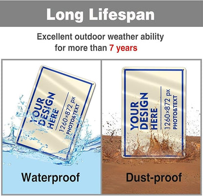 Custom Outdoor Metal Sign - 12 x 8 Customized Personalized Aluminum for Office, Home, Business, Decor, Custom Road, Rust-Proof (Blue Text Box)