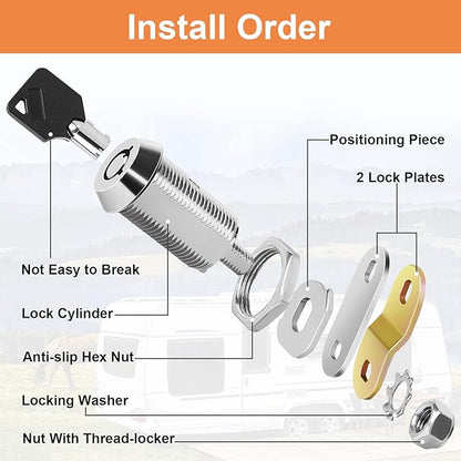 Cam Lock RV Locks for Storage Door 1inch RV Compartment 4PCS Keyed Alike,Trailer Replacement Set with Keys, Chrome Finish (4, 1 Inch)
