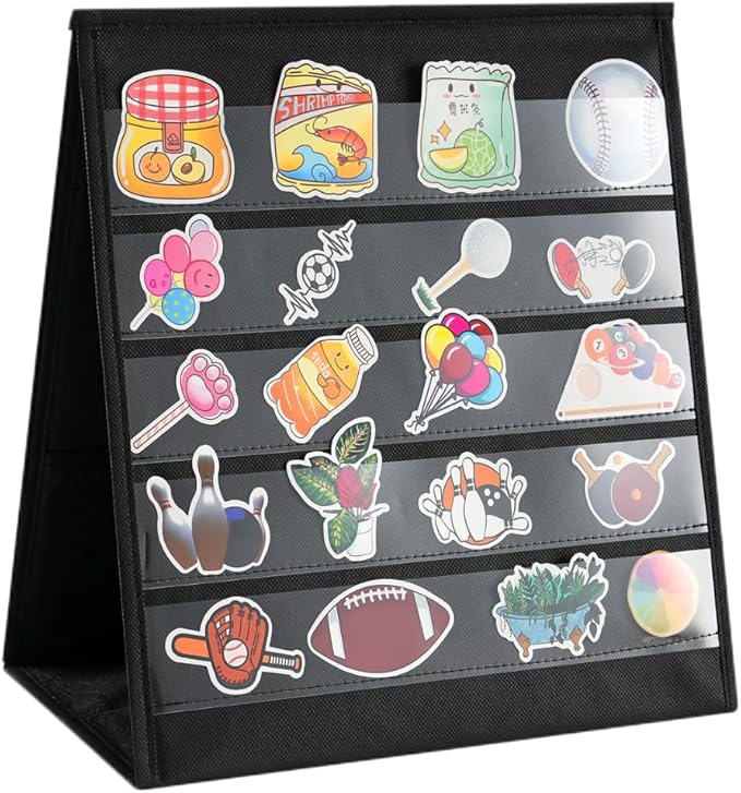 UCEC Foldable Portable Sticker Display Stand-5 Layers Double Sided, Non-Woven Fabric Sticker Holder Display, Pocket Chart for Craft Shows, Vendor Events & Small Business Showcases (17×13in)
