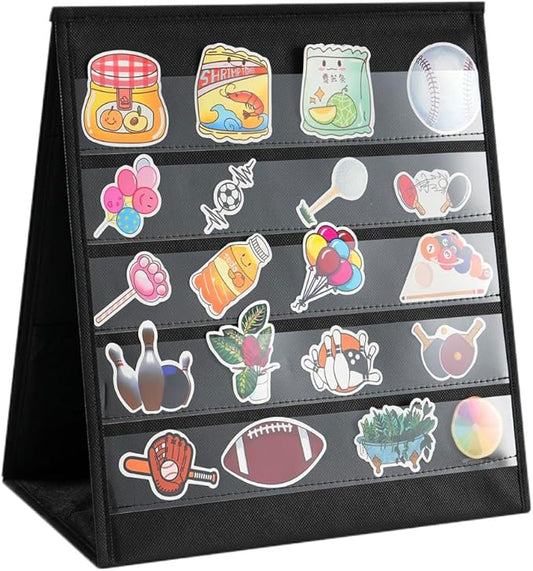 UCEC Foldable Portable Sticker Display Stand-5 Layers Double Sided, Non-Woven Fabric Sticker Holder Display, Pocket Chart for Craft Shows, Vendor Events & Small Business Showcases (17×13in)