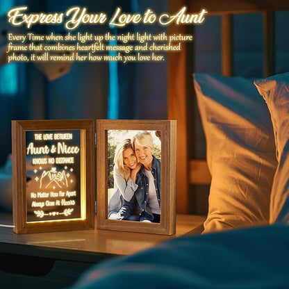 Tiblue Christmas Gifts for Aunt Gifts from Niece Nephew, Engraved Night Light with Aunt Picture Frame, Best Auntie Ever Auntie Gift Aunts Birthday Gift for Women- Holds 5x7 Photos