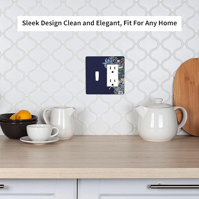 Decorative Outlet Covers Vintage Blue Morris Strawberry Thief Bird Flower 2 Gang 1 Gang Wall Plate Cover Single Toggle Rocker Combo Light Switch Cover Plate Face Plate