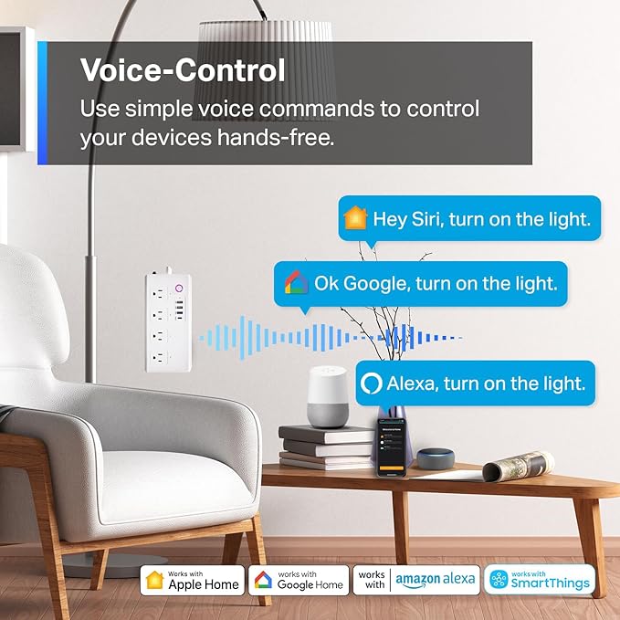 UseeLink Matter Smart Power Strip, Surge Protector,Support Apple HomeKit, Alexa, Google Home with Schedule Timer, App & Voice Control,5 Ft Extension Cord with 4 Smart Outlets and 4 USB Ports