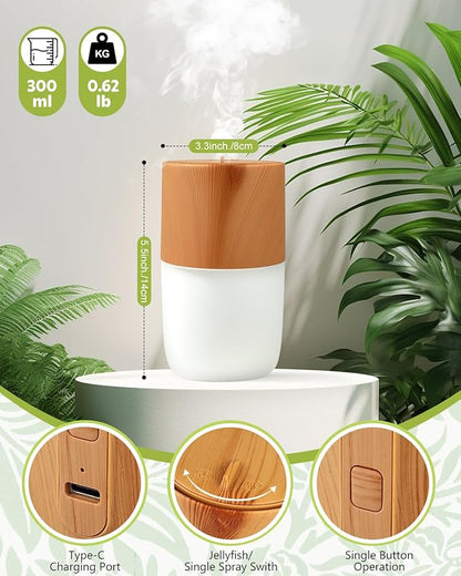 Essential Oil Diffuser, 300ml Ultrasonic Humidifier with 7 Colors, Jellyfish Mist Mode, Quiet Aromatherapy Humidifier, Waterless Auto Off Diffuser Decorative Gift for Home, Office, Yoga