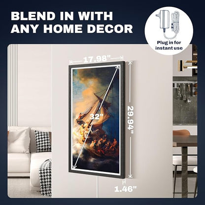32 Inch FHD Extra Large Digital Picture Frame Touchscreen, 64GB FHD IPS WiFi Digital Photo Frame Remote, Share Photo/Video via Apps, Email, Auto-Rotate, Black Wood Pattern