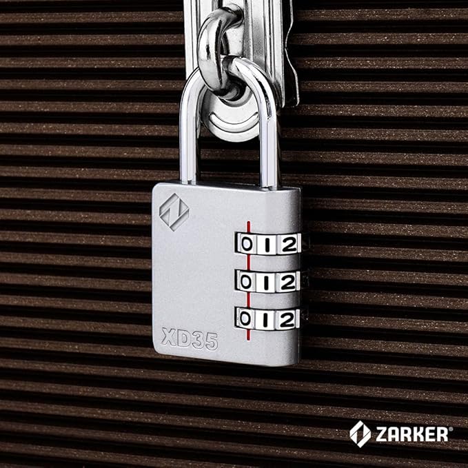 XD35 Combination Lock, 3-Digit Padlock for School Gym Sports LockerLock, Fence, Toolbox, Case, Hasp Storage (1-Pack, Gray)