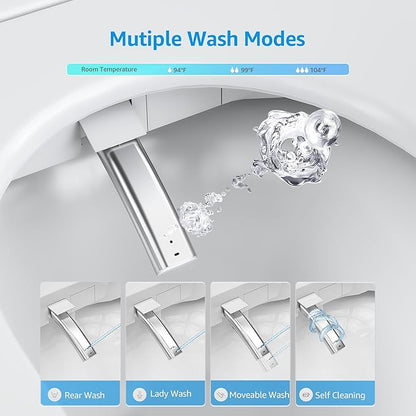 Smart Toilet with Bidet Built In, Auto Open & Close, Foot Sensor Flush, Heated Seat, Warm Water, Dryer, Tankless Dual Flush Elongated Toilet, Foam Shield, LED Night Light & Remote Control