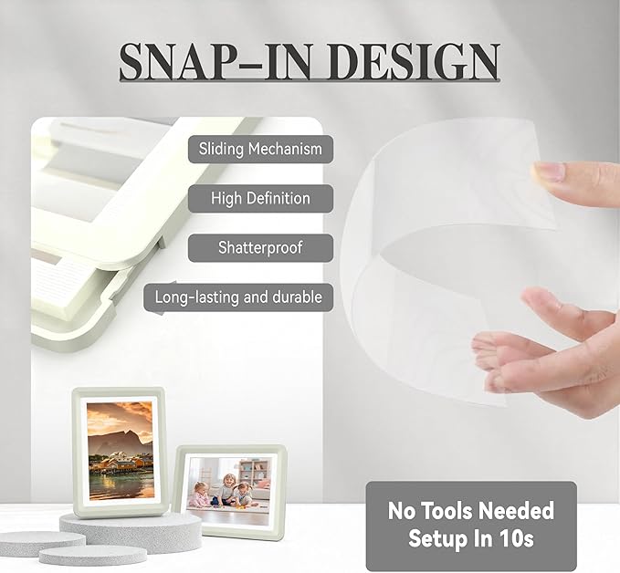 Light Gray 5x7 Picture Frame with Acrylic Front 4 Pack, ABS Frame for 5x7 or 4x9 Photos, Shatterproof UV-Resistant Tabletop Photo Frame, Vertical/Horizontal Display for Home Décor