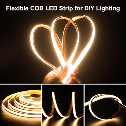 dephen Outdoor LED Neon Light 16.4ft, 3000K Warm White Strip 480LEDs/M,IP67 Waterproof Flexiable and Cuttable Tape Lighting for Garden,Balcony Patio (NOT Included Power Supply)