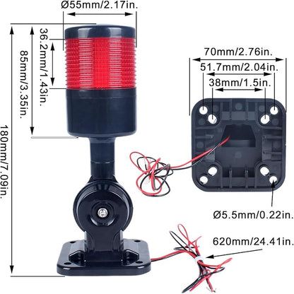 Led Signal Tower Stack Lights, Industrial Signal Warning Lights, Column Tower Lamp with Rotatable Base,Steady Flashing Switchable,110V 220V AC (1-Layer, with Buzzer) Black